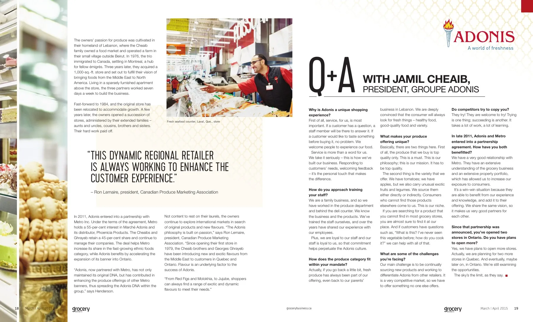 A question and answer spread with Jamil Cheaib, president of Groupe Adonis.