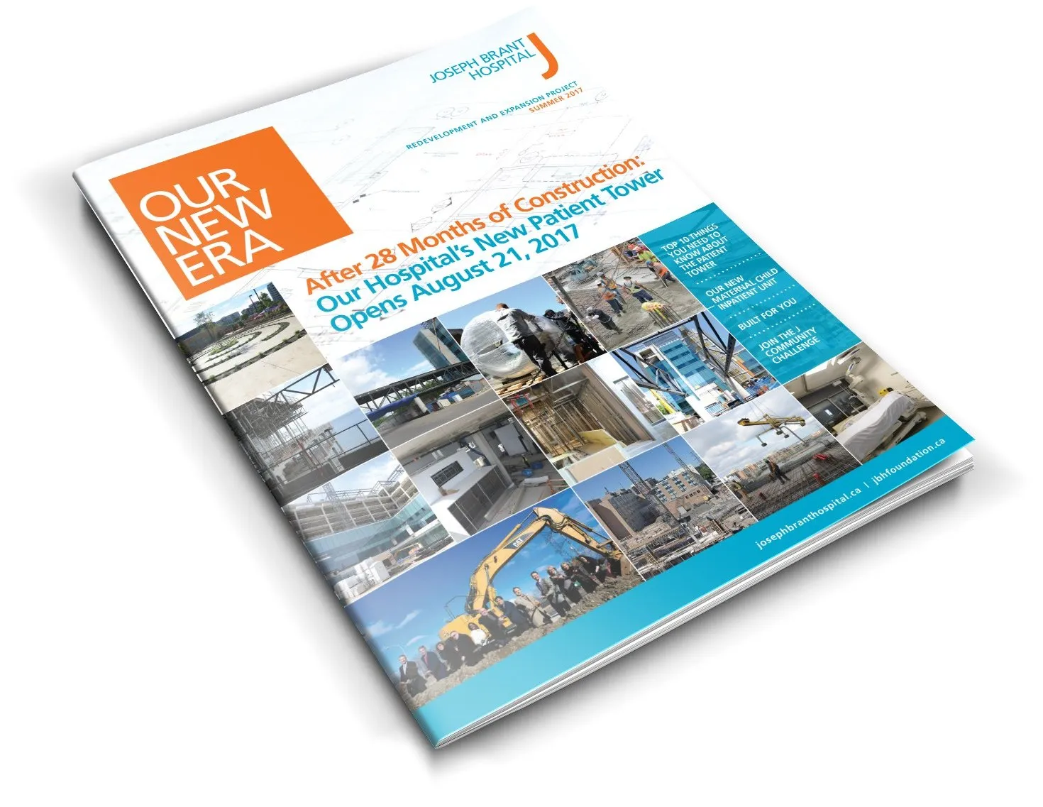The Our New Era newsletter, announcing that the new patient tower opens August 21, 2017, after 28 months of construction.