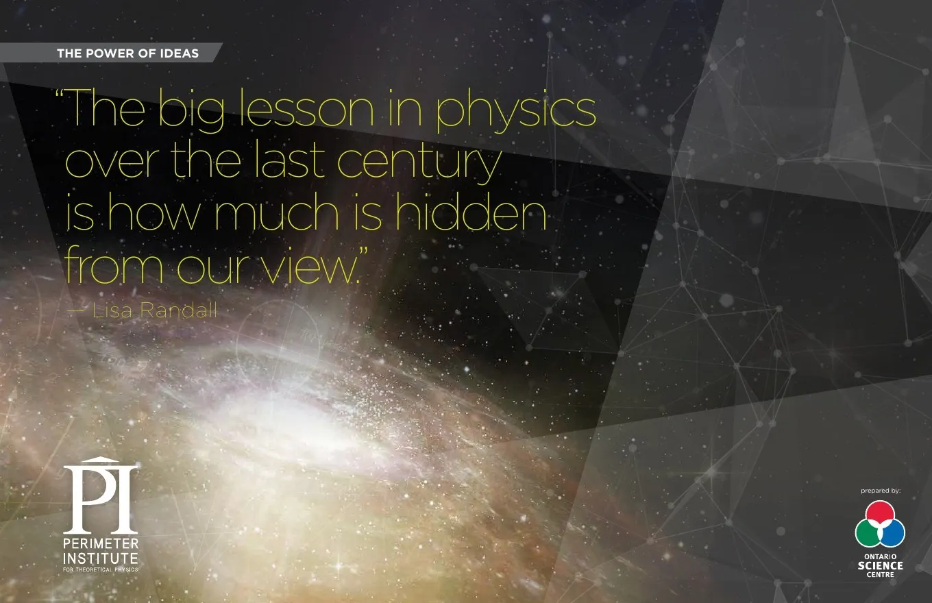 The proposal cover. A quote by Lisa Randall over a galaxy, with the Perimeter Institute and Ontario Science Centre logos.