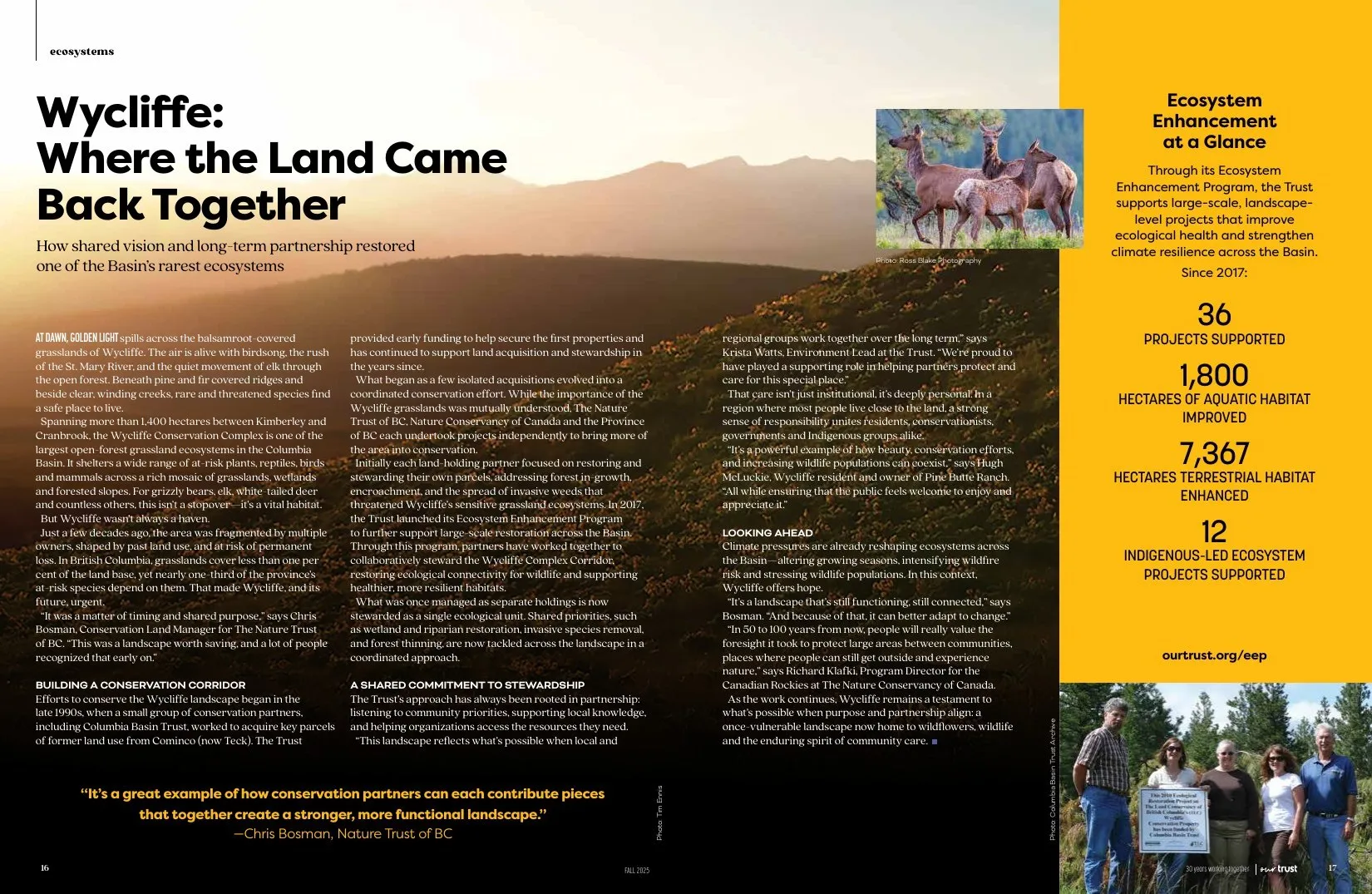 Wycliffe, Where the Land Came Back Together, with a valley landscape and a yellow stats panel.